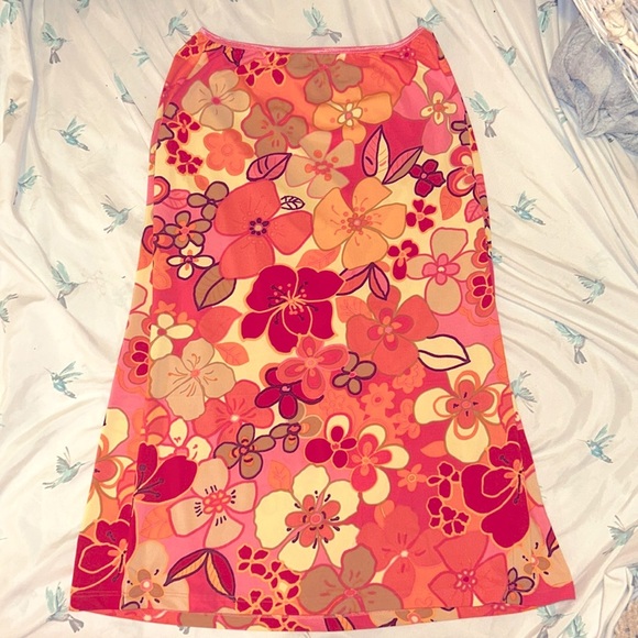 VINTAGE FLORAL BODYCON MIDI VACATION LIGHTWEIGHT SKIRT - Picture 4 of 4